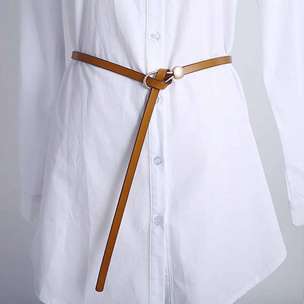 2277 Women's Leather Belt Dress Fashion Skinny Tie A Knot - Picture 4 of 7